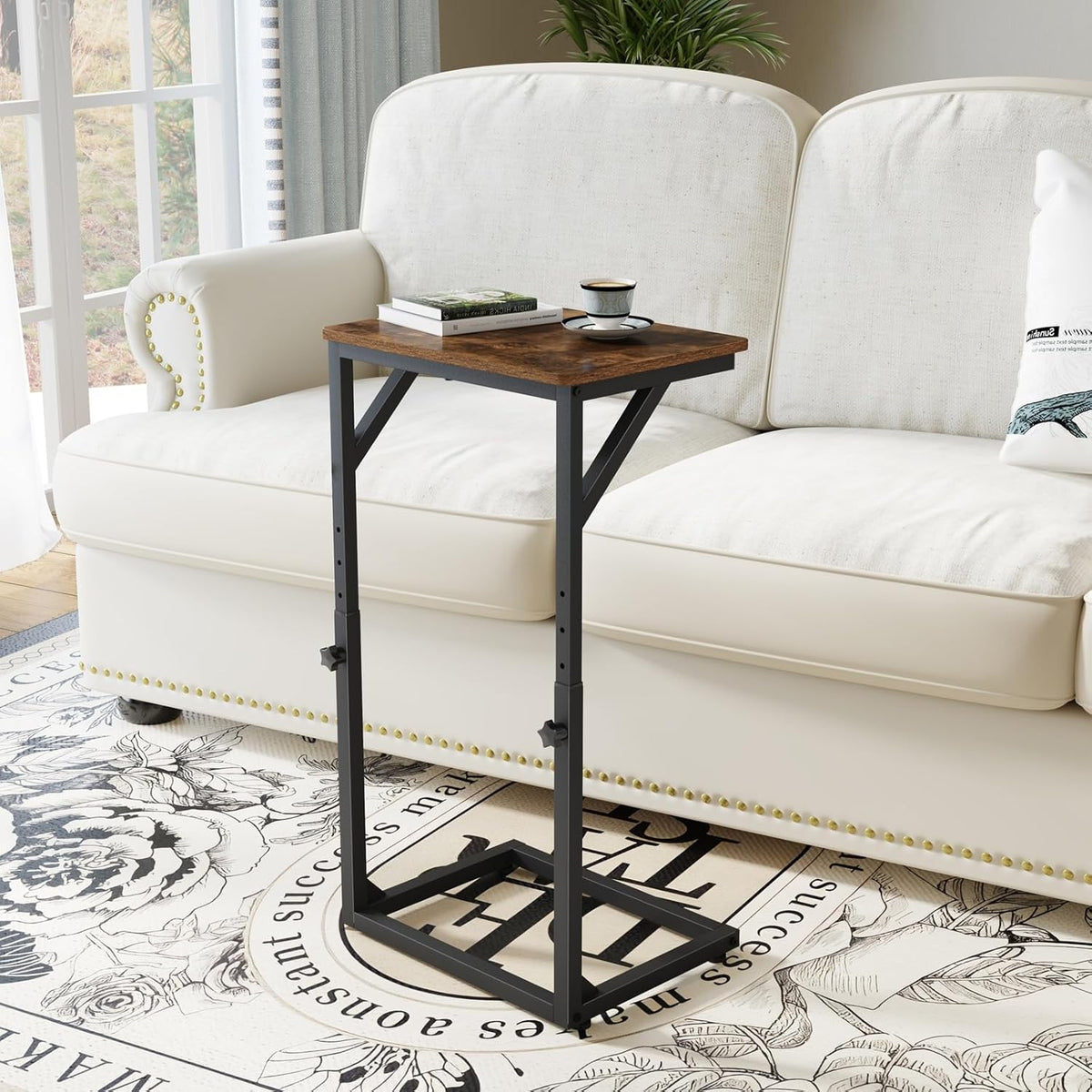 5-Level Adjustable C-Shaped End Table, Small Side Table for Couch, Sofa TV Tray Table for Living Room, Bedroom, Bedside ET-ZA-BRW1