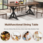 Hlivelood Dining Table for 8 10 People,Rectangular Kitchen Farmhouse Table W/Waterproof Wood Tabletop,Long Dining Room Tables W/Wood Strip Base for Kitchen Living Room(94IN BR&BK)