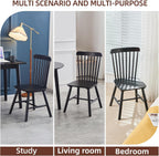 Black Windsor Dining Chairs Set of 6, Solid Wooden Dining Chairs, Spindle Back Dining Room Chairs, Modern Farmhouse Kitchen Chairs for Living Room, Restaurant, Cafe