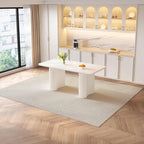 White Dining Table, Modern Rectangular Dining Room Tables for Kitchen, Bar, Living Room, Easy Assembly, Kitchen Table Only