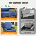 Wicker Swivel Rocker Patio Chairs, Patio Wicker Chairs Swivel Rocker Set of 2 All Weather Glider Rocking Chair Outdoor Conversation Furniture Set for Deck Porch Garden Backyard, Blue