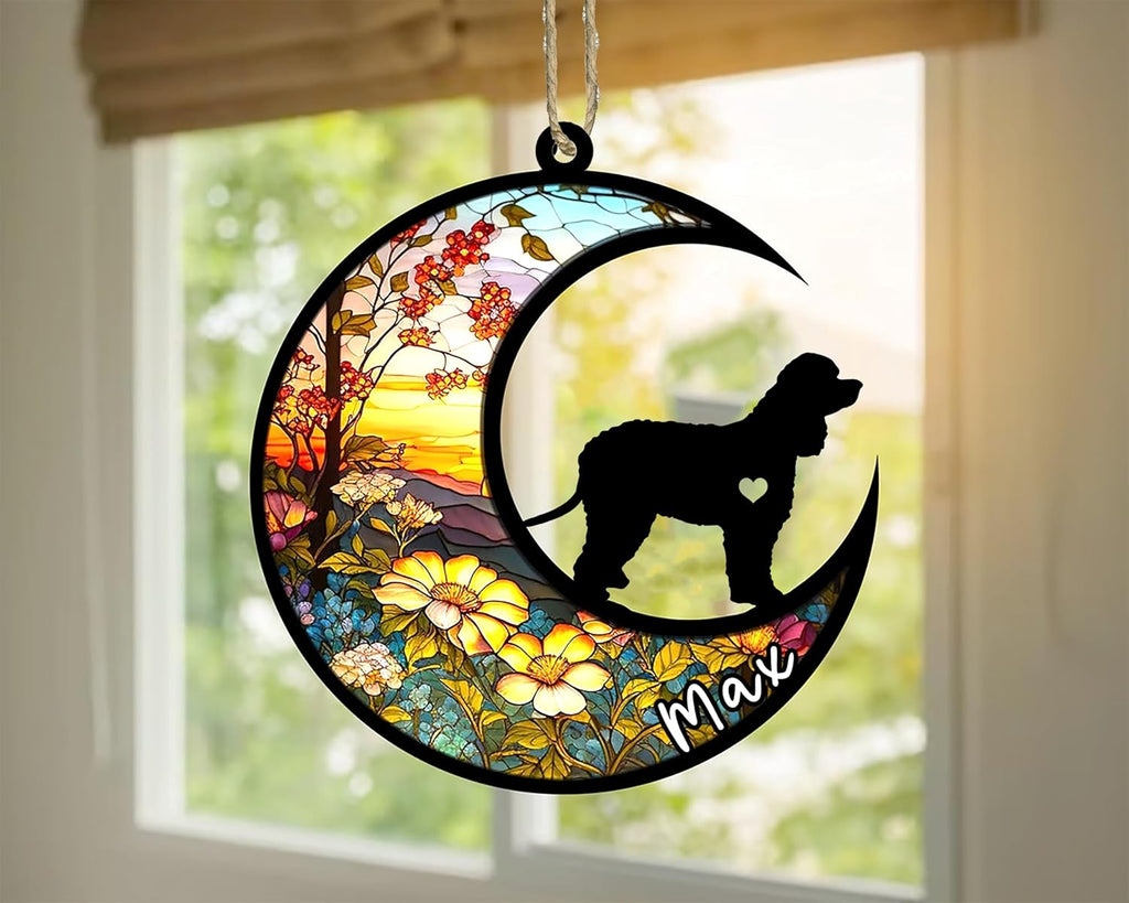 Personalized Dog Memorial, Custom Name Irish Water Spaniel Dog Christmas Ornament with Name, Custom Breeds, Pet Loss Light Catcher, Gifts for Lovers Loss of Pet Sympathy on Mothers Day Christmas