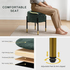 CAROLMADE Round Ottoman with Storage, Velvet Makeup Vanity Stool, Small Ottoman Foot Stool with Coffee Table and Metal Legs for Living Room, Bedroom and Dorm, Green