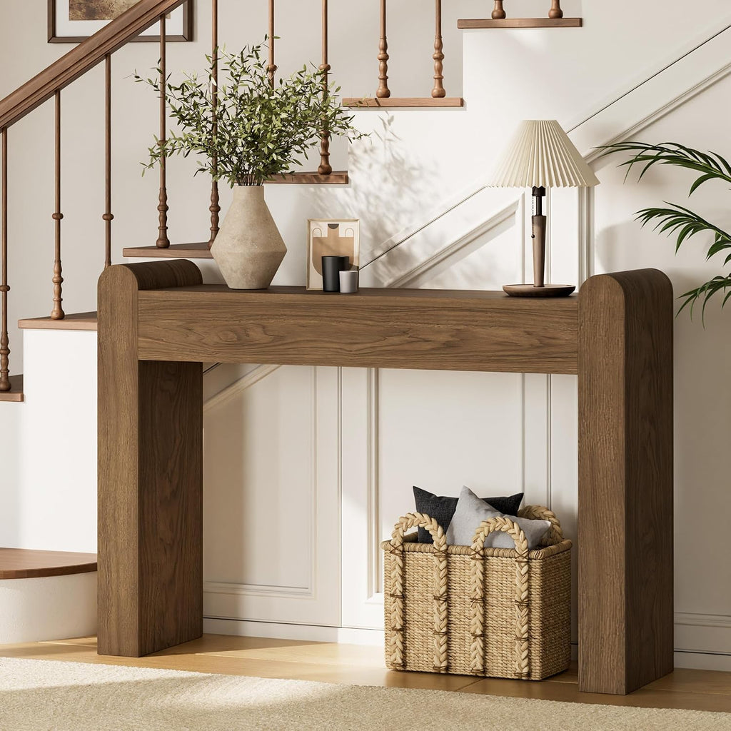 Lulive Arc Entryway Table, 47 Inch Curved Console Table for Hallway | Rounded edges and fluted texture soften narrow spaces; 11.8"D profile fits entryway, hallway, living room or behind sofa.