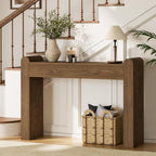 Lulive Arc Entryway Table, 47 Inch Curved Console Table for Hallway | Rounded edges and fluted texture soften narrow spaces; 11.8"D profile fits entryway, hallway, living room or behind sofa.