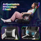 Homall Gaming Chair, Video Game Chair with Footrest and Massage Lumbar Support, Ergonomic Computer Chair Height Adjustable with Swivel Seat and Headrest (RGB Lvory)