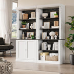 GAOMON 71" Tall Pantry Cabinet with LED Lights, Freestanding Storage Cabinets with Hutch, Kitchen Pantry with 2 Doors and Adjustable Shelves for Dining Room, Living Room
