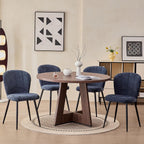 Dining Chairs Set of 4, Upholstered Chenille Fabric Kitchen Chairs with Wingback and Metal Legs, Elegant Tufted Accent Chair Vanity Chair for Dinner Bedroom Living Room, Blue
