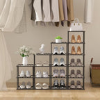 6-Tier Free Standing Shoe Racks, Bamboo Wood Shoe Rack for Entryway & Closet, Beautiful | Natural | Functional | Sturdy Shoe Rack Small Shoe Shelf for Small Spaces and Narrow Spaces Black