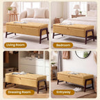 48" Ottoman with Storage,Storage Ottoman Bench with Hinge, Upholstered Entryway Bench with Seating for Bedroom, Living Room,Yellow