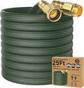 25FT Lightweight Flexible Garden Hose,Non-Slip Handles,Non-kink Hose,Solid Brass Fitting for Boats, RV Water Hose,Marine Washdown,Lawn,Garden,Leakproof TPE Hose (GreenBlack, 25 FT)