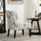 Roundhill Furniture Capa Print abric Armless Contemporary Accent Chair, Blue Leaves