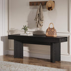 Tribesigns Farmhouse Wooden Dining Bench, 47" Indoor Entryway Bench with Sturdy Frame for Dining Room, Livingroom, Hallway, End of Bed (Black)