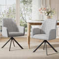 Furniliving 360° Swivel Dining Chairs Set of 2, Modern Upholstered Dining Room Chairs with Thicken Cushion, Style Chair with Arms Swivel Kitchen Chairs for Living Room, Restaurant, Chenille, LightGrey