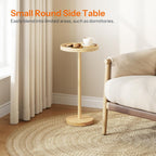 HOOBRO Small Round Side Table, Bamboo Drink Table, Coffee Martini Table with Pedestal Accent for Small Spaces in Living Room, Bedroom, Sofa Couch, Natural YL235BZ01