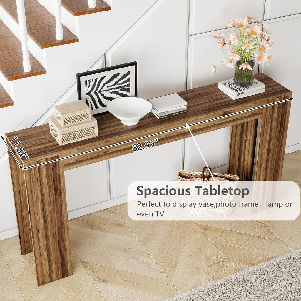 Spaco 63'' Narrow Long Console Table,Farmhouse Entryway Table Sofa Table with Storage,Wood Behind Couch Table for Living Room, Hallway,Foyer