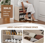 Shoe Bench with Cushion, 2 Tiers Shoe Bench with Flip-Top Storage, 23.6" Shoe Rack Organizer with Adjustable Shelves for Entryway, Hallway, Bedroom, Living Room (Natural Oak)