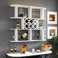 Large Wall Mounted 3 Tier Rustic Bottle Wine Rack - Multifunctional Wooden Wine Rack with Glass Holder for Home Bar & Dining Room Décor,White