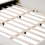 DNYN Boucle Platform Bed Frame with Thick Headboard and Steel Legs