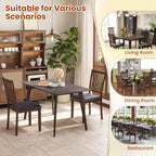 Giantex Wooden Dining Chairs Set of 4, Upholstered Kitchen Chairs w/Slat Back, Wear-Resistant PVC Leather, Rubber Wood Legs, Farmhouse Dining Side Chairs for Dining Room, Living Room, Espresso