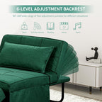 Green Sofa Bed, Convertible Chair 4 in 1 Multi-Function Modern Folding Ottoman Guest Bed with Adjustable Sleeper for Small Room Apartment