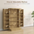Majnesvon 41" Kitchen Pantry Cabinet,5-Tier Sideboard Buffet Cabinet with Adjustable Shelves & Doors,Freestanding Food Pantry Storage Cupboard for Small Spaces Dining Room (Natural)
