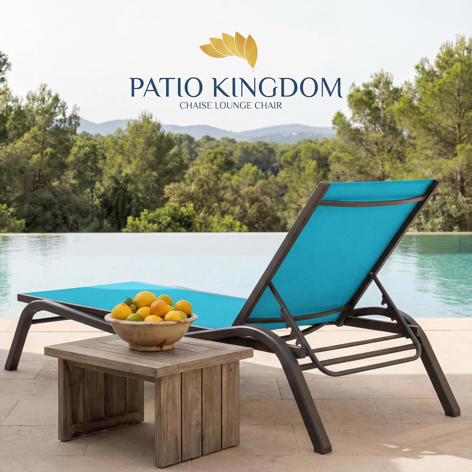 Patio Chaise Lounge Chairs Set of 4, All-Weather Aluminum Pool Loungers for Outside, 5-Position Adjustable Sunbathing Chairs for Tanning, Stackable for Backyard, Poolside, Sky Blue