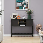 Entryway Table, Console Table, Sofa Table with 2-Door and Shelf, Black | Entryway Cabinet and Sideboard Cabinet with Large Storage Space for Daily Use in Hallway, Foyer, Living Room