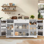 TITIMO 54" Sideboard Buffet Cabinet with Storage, Farmhouse Kitchen Storage Cabinets with Drawer, Wood Coffee Bar Cabinet with Adjustable Shelves, Pantry Cabinets for Living Room (White)