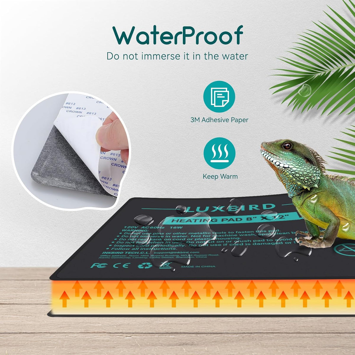 Luxbird Reptile Heating Pad 8x12 Inch with Dual Output Reptile Thermostat LB-2SC Combo Set Under Tank Terrarium Heating Mat for Turtles, Lizards, Frogs, and Other Reptiles