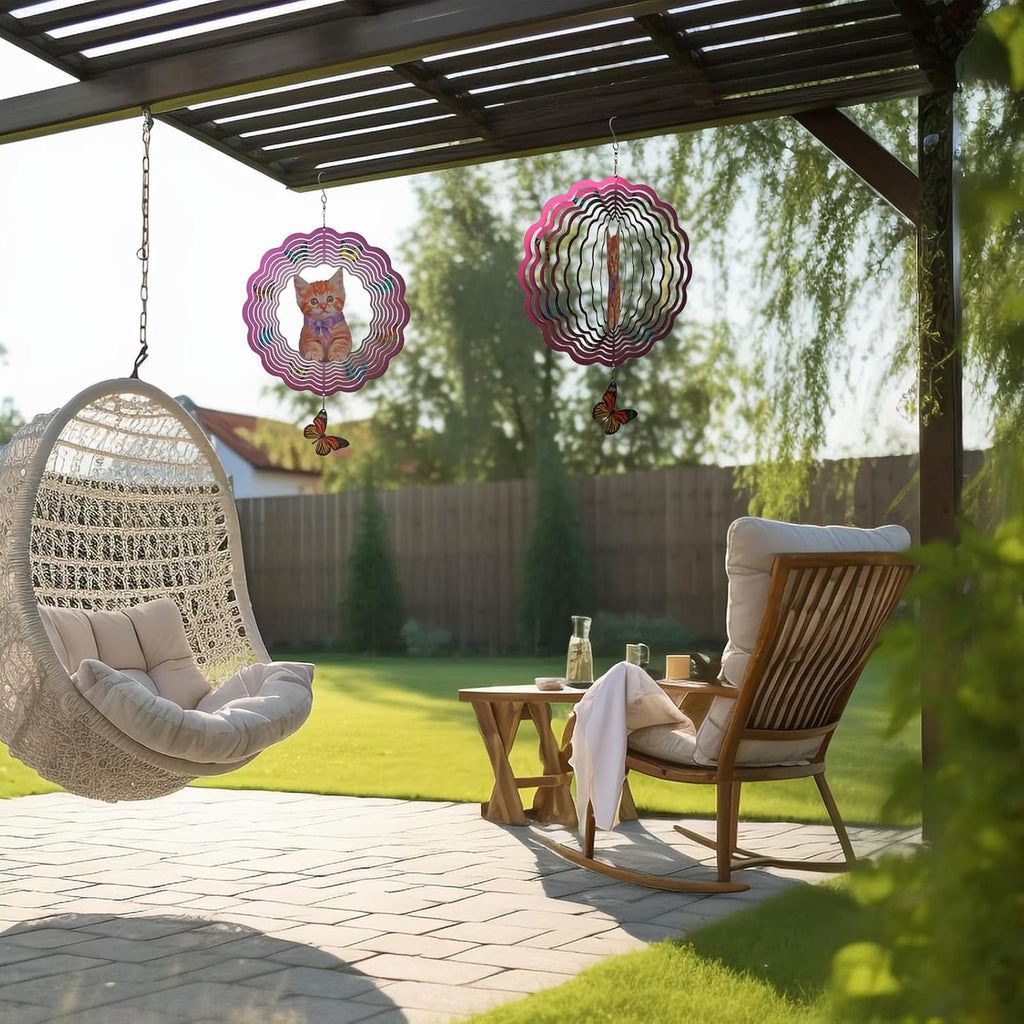 Metal Cat Wind Spinner,Metal Wind Spinners for Outdoor,3D Double Sided Hanging Decor for Indoor,Outdoor,Unique Gifts for Women