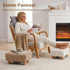 Small Foot Stool Ottoman, Sherpa Footstool Ottoman Foot Rest for Couch, Rectangle Footstools and Ottomans Small for Living Room, Entryway and Bedroom (Light Brown)