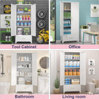 UNICOLY Pantry Kitchen Cabinet with Drawer, 75" Tall Pantry Storage Cabinet | , Metal Storage Cabinets with Doors and Shelves, Large Freestanding Cupboard for Dining Room, Assembly Required, White