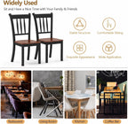 POWERSTONE Dining Chairs Set of 6, Rubberwood Kitchen Chairs, Black | Farmhouse Dining Chairs with W-Shaped Seat & Spindle High Back for Dining Room, Cafe, Canteen
