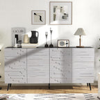 Modern Credenza Storage Cabinet: 63" Grey and Black Sideboard Buffet