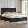 AMERLIFE Queen Bed Frame, Upholstered Metal Platform Bed, Black