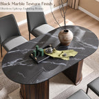 T4TREAM Fluted 63" Oval Dining Table for Kitchen Living Room, Walnut&Black