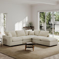 5 Seat Modular Cloud Sofas,Modern Sectional Linen Couch for Living Room V-Shape Sofas,Couches Cushion Covers Removable,Cozy Feather Down Sofa for Apartment Beige