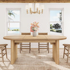 GarveeHome Oval Dining Table for 6-8 People, Long Large Kitchen Table with Thick Sturdy Wooden Base, Farmhouse Dining Room Table for for Kitchen, Living Room, Office (70.87" Long,Natural)