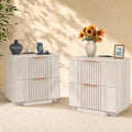 Yechen Fluted Nightstand Set of 2 with Ultra-Fast Charging Station, White | Large Drawers, FSC-Certified Wooden Board, Unique Fluted Profile, Metal Handle, Mid Century Modern Bedside Table for Bedroom