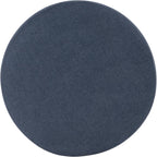 Spatial Order 22" Round Ottoman with Wooden Base - Blue Woven Fabric