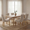 Beige Velvet Dining Chairs Set of 6, Fabric Upholstered Kitchen & Dining Room Chair, Tufted Mid Century Modern Dinning Room Chairs, High Back, Gold Metal Legs, Sillas de Comedor