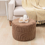 Asuprui Round Ottoman Pouf Foot Stool, Coffee 20x14 in,Sofa Couch Foot Rest | All-One Foam Pouf, Ottoman Coffee Table,Foot Rest for Chair,Remov.Cover, Perfect for Living Room Bedroom Dorm or Wedding Gift