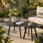 Weather Resistant Modern 2 Piece Round Nesting Coffee Table Set