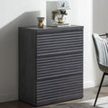 SICOTAS Fluted Buffet Cabinet with Storage, 3-Drawer Sideboard Cabinet, Modern Mid-Century Coffee Bar Cabinet for Living Room, Entryway, Kitchen