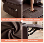 MAHOMICO Swivel Rocker Recliner Chair with Vibration Massage and Heat for Living Room,with Rocking Function and Side Pocket, PU Leather USB Charge Port,2 Cup Holders