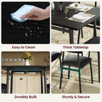 Garvee Dining Table Set for 4 with 4 Upholstered Chairs, Dining Room Table Set for 4 w/Smooth Edge, Wood Kitchen Table Chairs Set of 4 for Dining, Kitchen Room, Apartment, Rustic Blake