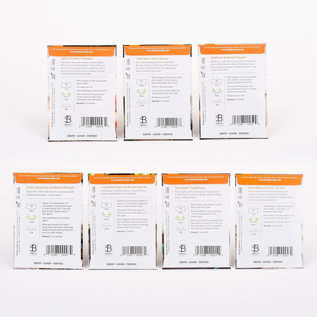 Seed Starter Kit – Harvest Garden | Non-GMO | Heirloom Seed Packets | Natural Wood Row Markers | Sustainable Healthy Living | Thanksgiving Garden | Fall Harvest