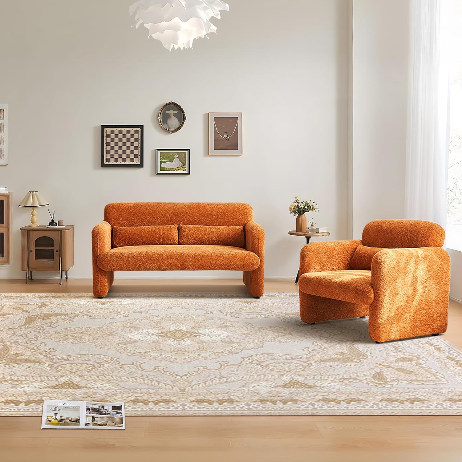 59" W Upgrade Lambswool Fabric Loveseat Sofa, Modern Love seat Couch, Solid and Easy to Install, Upholstered 2-Seater Couch for Bedroom, Apartment, Living Room