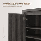 SICOTAS Sideboard Buffet Cabinet with Storage, Fluted Credenza Console Cabinet with Adjustable Shelves, Modern Coffee Bar Storage Cabinet for Kitchen, Living Room, Entryway, Black Oak, 3 PCS
